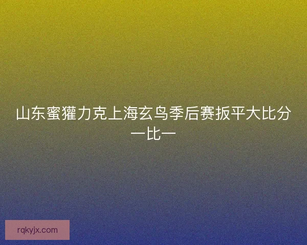 山东蜜獾力克上海玄鸟季后赛扳平大比分一比一